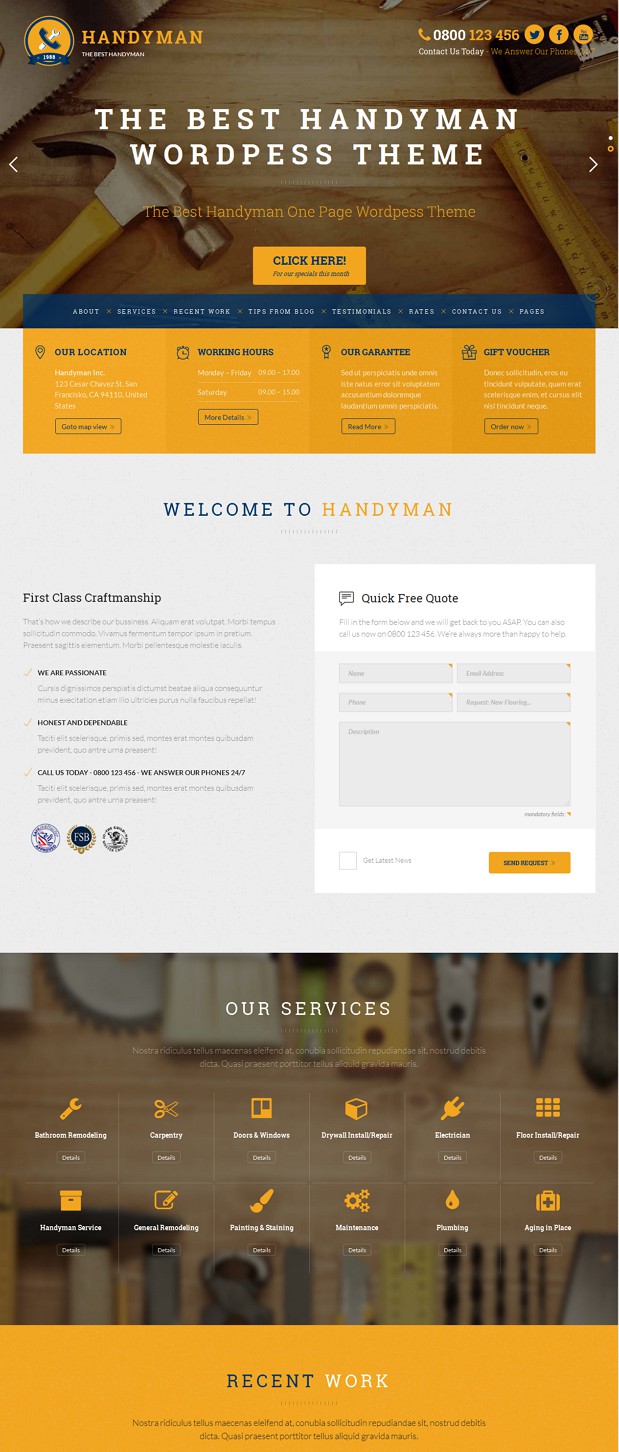 Best Handyman WordPress Theme