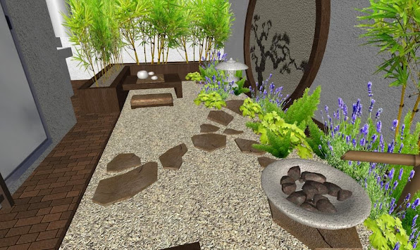 foto render2 - diseno jardines online patio oriental japones - fuente