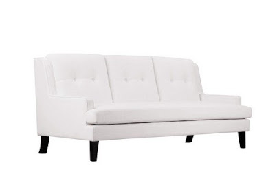 3 seater white fabric sofa