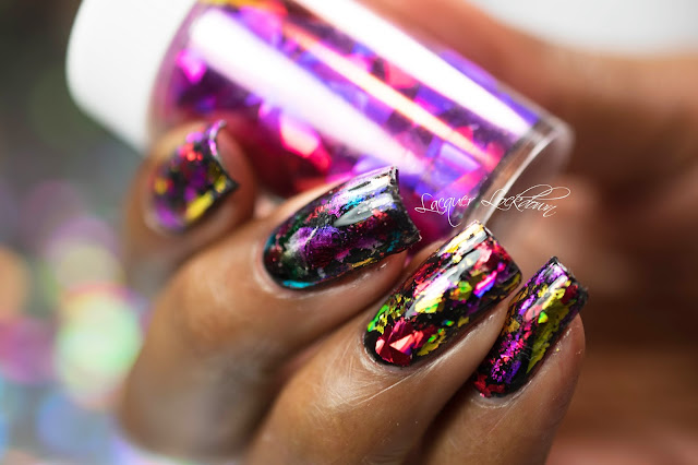 Lacquer Lockdown - nail art foil, nail foil, essie Licorice, nail art tutorial, nail art stamping blog, holographic nails, holographic foil, new years nail art, new year eve nails