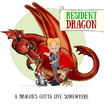 Resident Dragon Promotional Image featuring Red Dragon, TET, Cool Froyd the cat, and Grrr Dog.