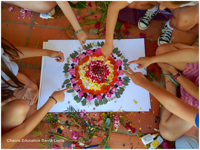 Creando un mandala de flores y hojas - Chacra Educativa Santa Lucía