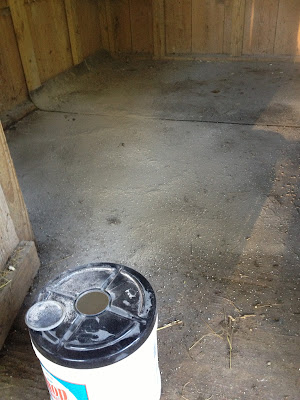 DE and barn lime on chicken coop floor