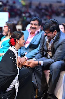 Keerthy Suresh with Cute Smile with Chiranjeevi Gaaru at SIIMA Awards 2019