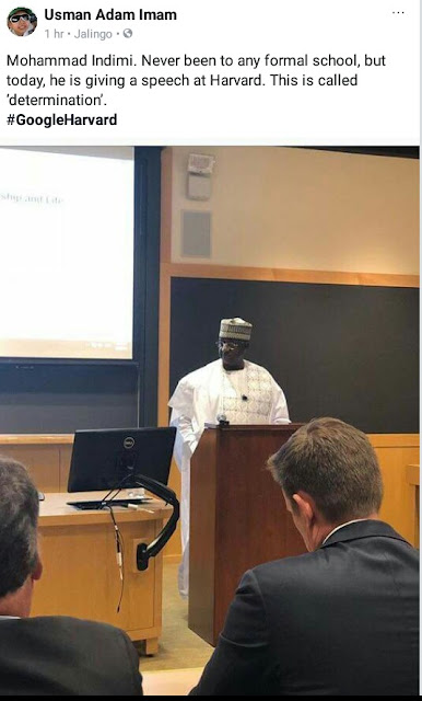  Billionaire businessman, Muhammadu Indimi despite having no formal education, delivered speech at Harvard University