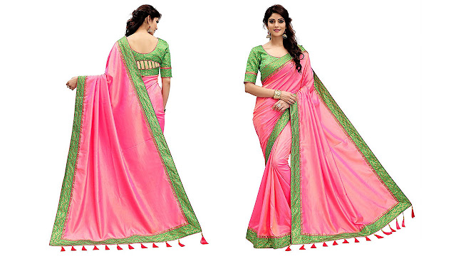 Monjolika Fashion Women's Two Tone Silk Saree (30693_Pink_Freesize)