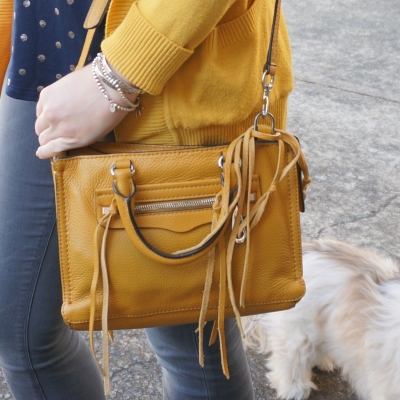 Rebecca Minkoff micro Regan satchel in Harvest Gold | Away From The Blue