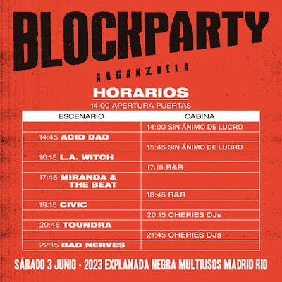 Horarios Blockparty Arganzuela 2023