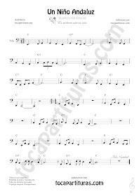  Tuba y Contrabajo Partitura de Un Niño Andaluz 8ª baja Clave de Fa Sheet Music for Tuba and Flugelhorn Contrabass