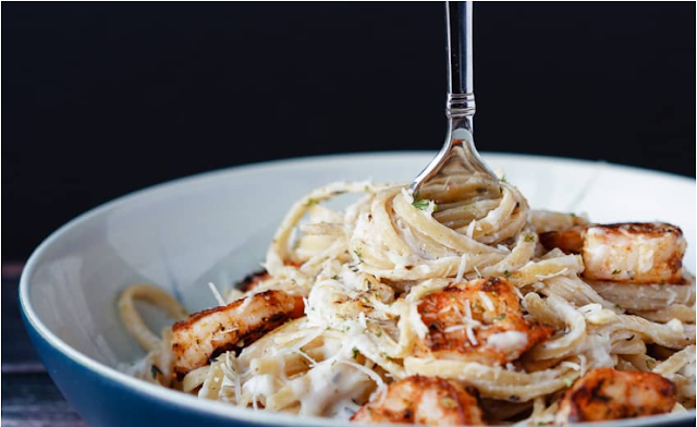 Thin Cajun Shrimp Alfredo Pasta  #shirmp 