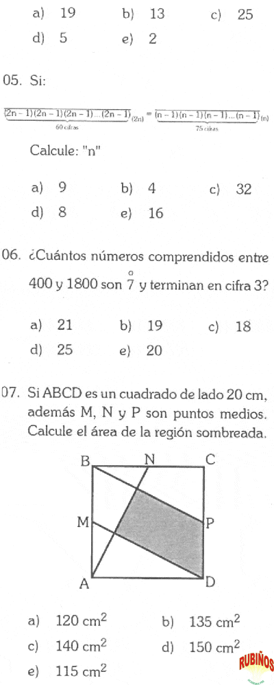 CONCURSO DE MATEMÁTICAS DE PRIMER AÑO DE SECUNDARIA ...