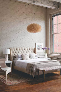 Simple White Paint Wall Bedroom With Brick Walls