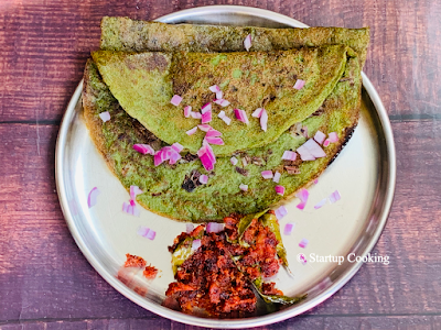 sprouted green moong dal dosa
