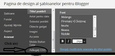 adaugare cod CSS in blogger