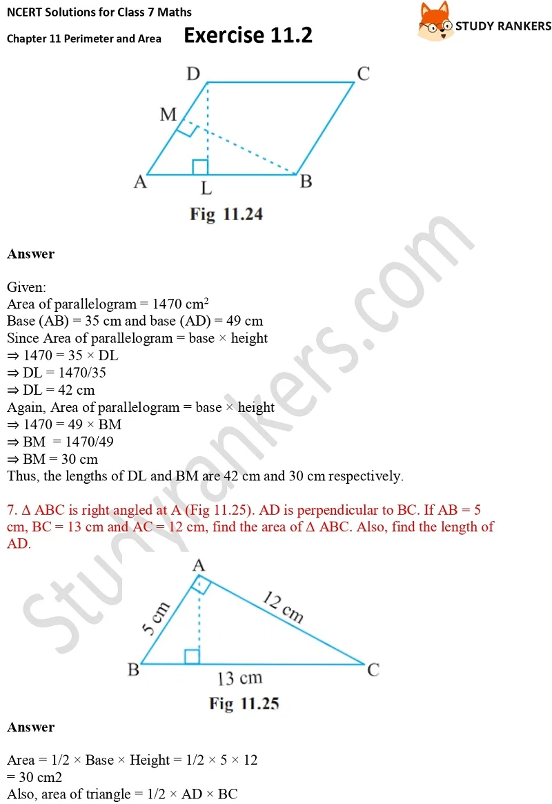 NCERT Solutions for Class 7 Maths Ch 11 Perimeter and Area Exercise 11.2 5