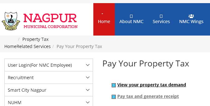 nagpur mahanagar palika property tax online payment