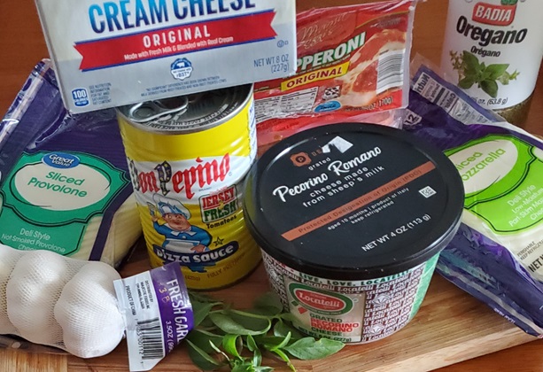 ingredients for pizza in slow cooker dip