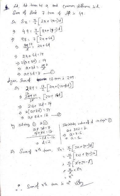 If the sum of first 7 terms of an AP is 49 and sum of 17 terms is 289, find the sum of first n terms.  Ankit Bhaiya