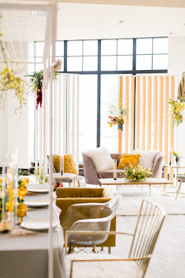 yellow and grey wedding reception