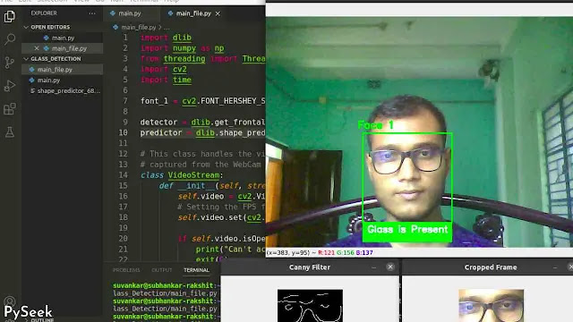 Detecting glass on human faces in real-time using a python project