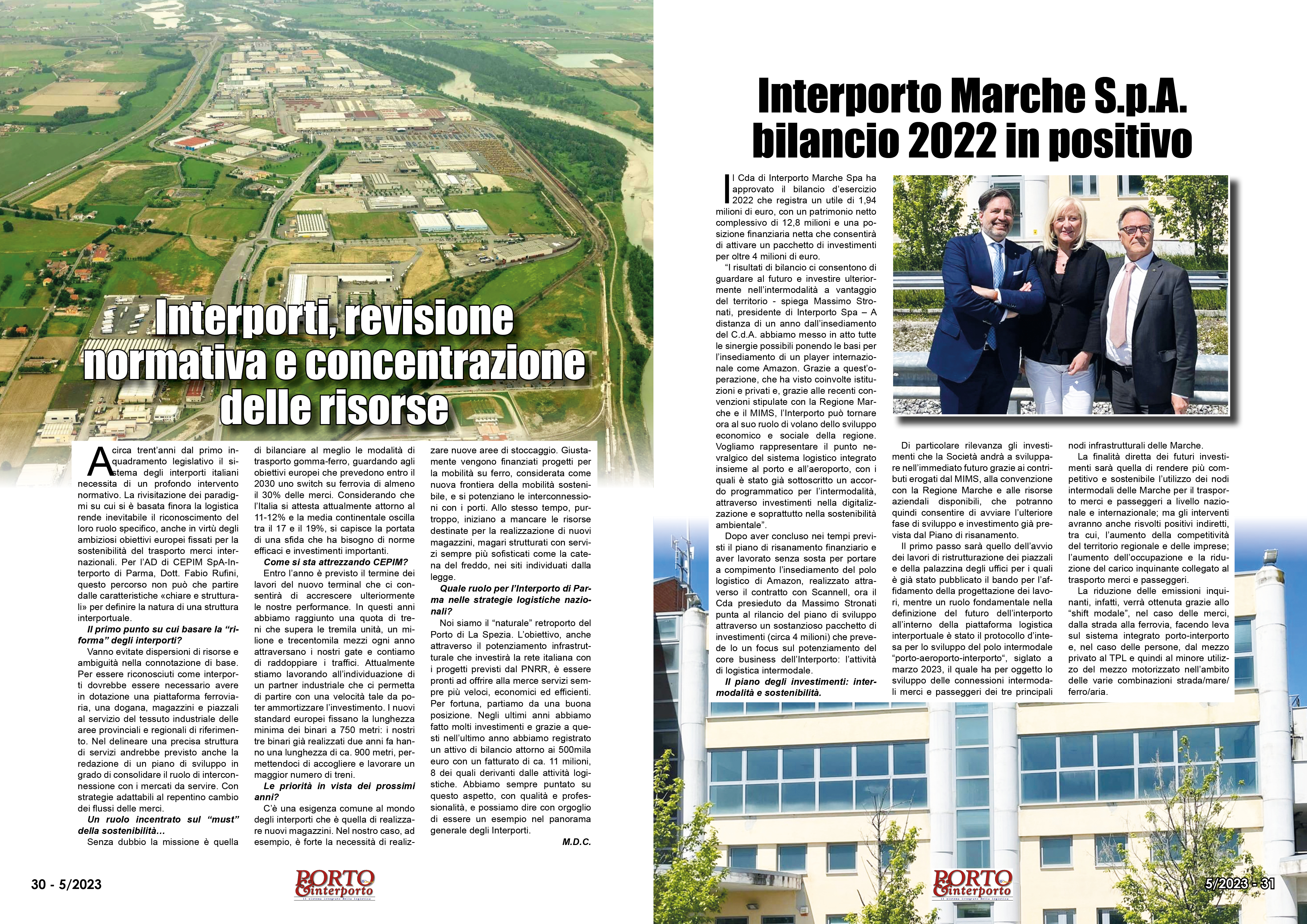 MAGGIO 2023 PAG. 31 - Interporto Marche S.p.A. bilancio 2022 in positivo