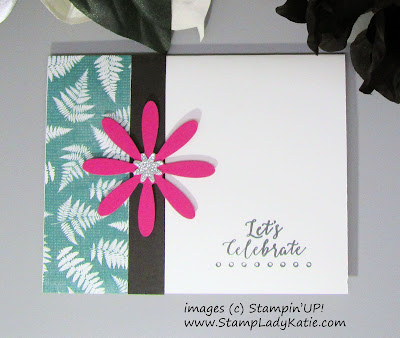 Simple card layout featuring Stampin'UP!'s Daisy Punch and Bitty Blooms Punch Pack