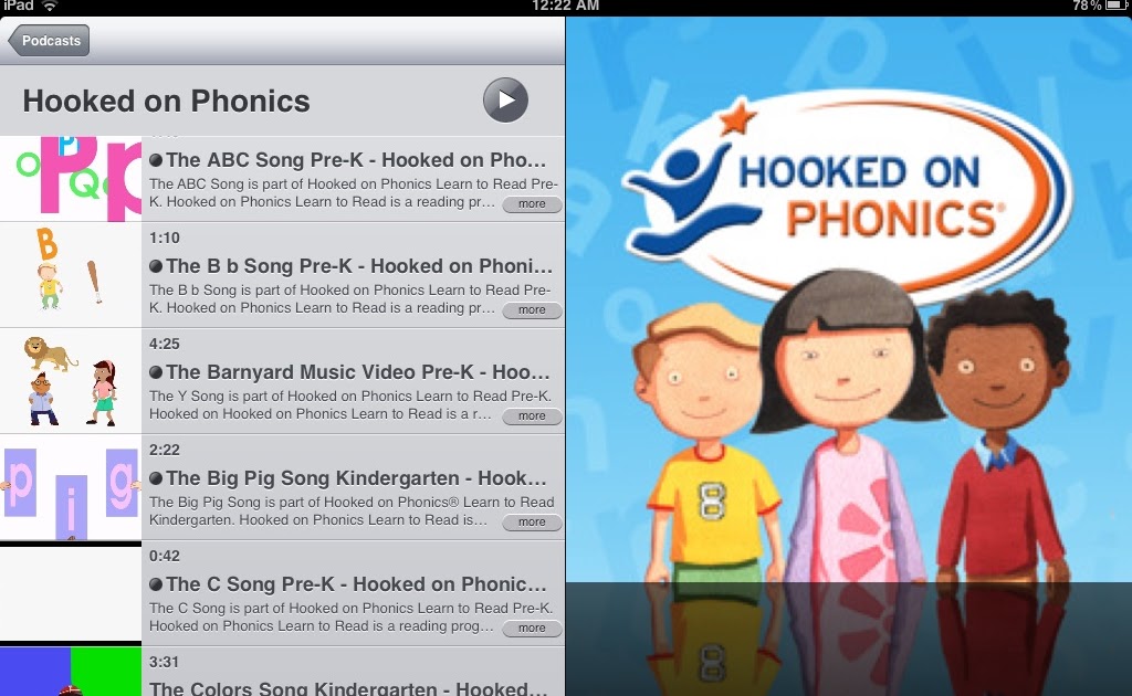 Free iSchool Source: Hooked on Phonics -- Podcast Videos