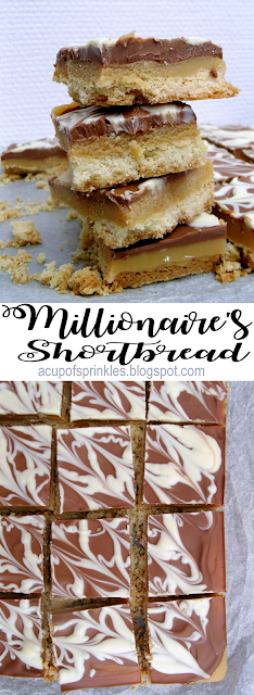 A millionaire's shortbread is a biscuit base covered in chewy caramel and topped with melted milk chocolate. It's also known as homemade Twix bars !