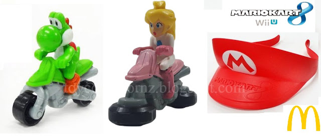 McDonalds Mario Kart 8 Happy Meal Toys 2014 Australia and New Zealand Yoshi Princess Peach and Mario Visor toys