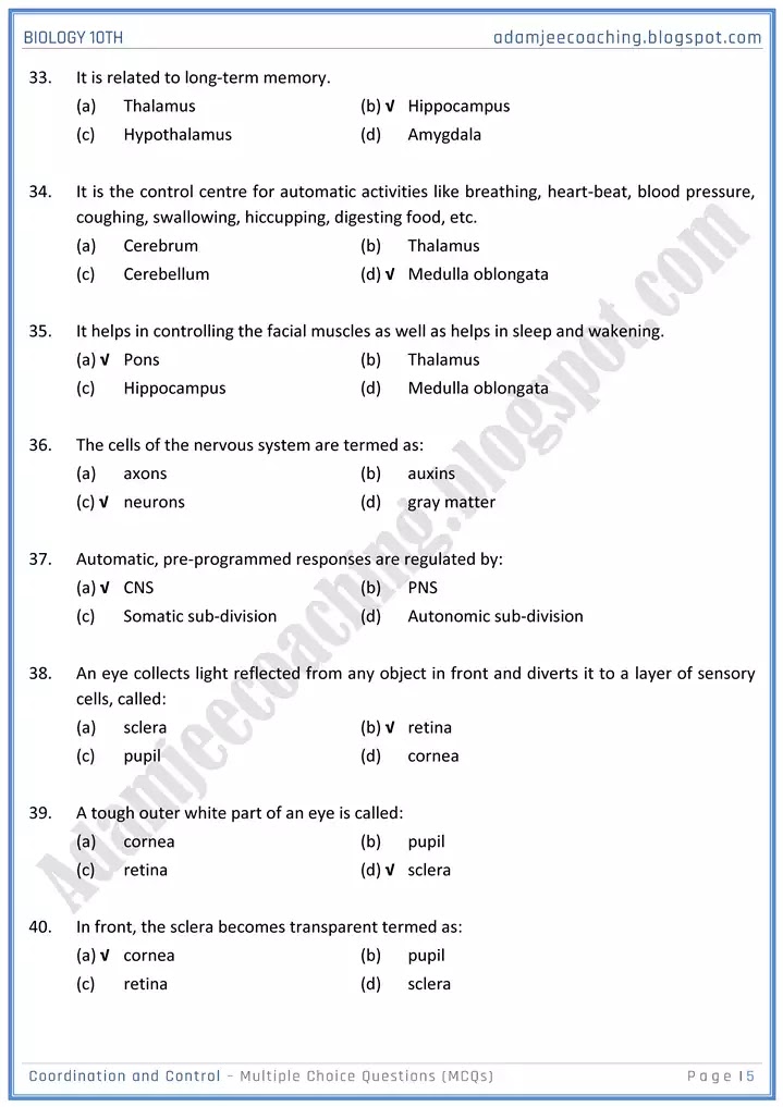 coordination-and-control-mcqs-biology-10th