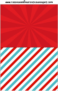 Light Blue, Red and White Stripes: Free Printable Quinceanera Candy Bar Labels.