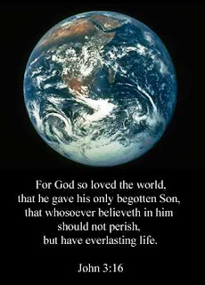 Earth and black background image of John 3:16 bible  verse about Jesus and God download free Christian photos and bible coloring pages for children