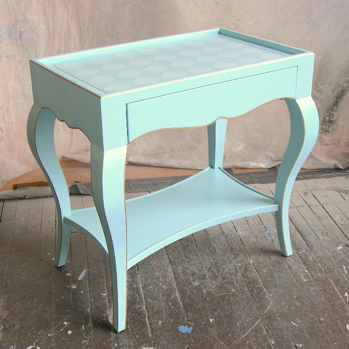 Sydney Barton - Painted Furniture: Torquoise Cabriole Occasional Table