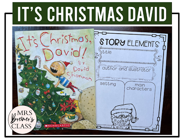It's Christmas David book activities unit with literacy printables, reading companion activities, and lesson ideas for Kindergarten and First Grade