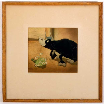 From “Ferdinand the Bull” (1938). Cel of Ferdinand mounted on a production 