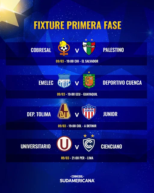 Fixture Fase preliminar de Copa Sudamericana 2023