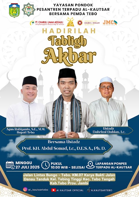 Hadirilah Pengajian Tabligh Akbar Bersama Ustadz Prof. H. Abdul Somad, Lc., D.E.S.A., Ph.D