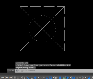 Langkah ke dua Mengatur Kerapatan Tipe Garis Putus-Putus Dengan LINETYPE SCALE AutoCAD