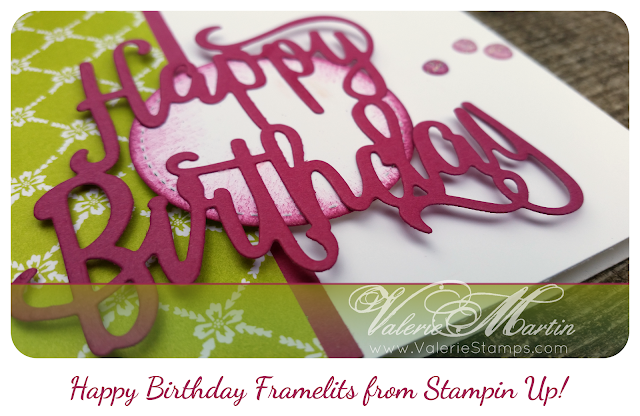 valerie stamps stampin up Happy birthday thinlits color combination story lemon lime twist berry burst whisper white