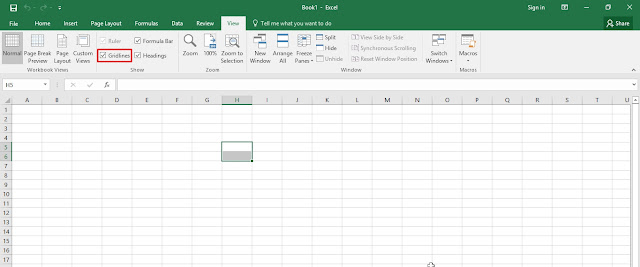 Menghilangkan Gridlines ( Kotak ) pada Excel