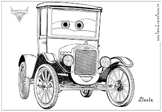Lizzie cars coloring pages for kids