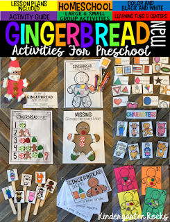 Gingerbread Man Activities, Centers and Crafts.  The boys and girls will learn important math, literacy and book comprehension concepts, strategies and skills through book centered lessons and activities.  Check out our blog post for more ideas and freebies!