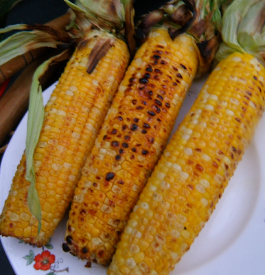 Plate of grilled corn