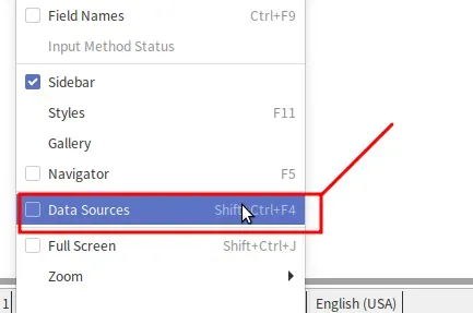 LibreOffice Mail Merge: View Data Source