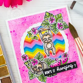 Sunny Studio Stamps: Silly Sloths Fabulous Flamingos Fancy Frames Dies Friendship Cards by Mona Toth and Franci Vignoli