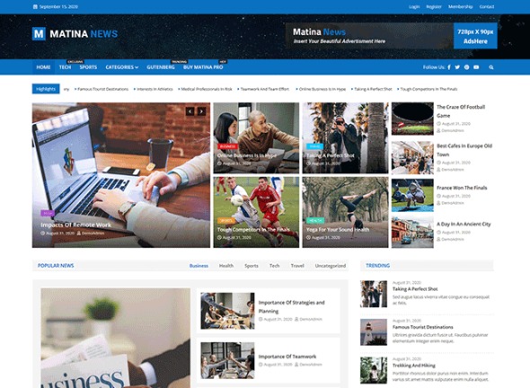 Matina News Creative Wordpress Magazine Theme