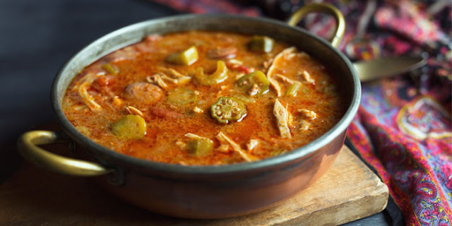 This Cajun-style stew used chicken breast instead of sausage. It's thickened with arrowroot instead of flour so it's gluten free too.