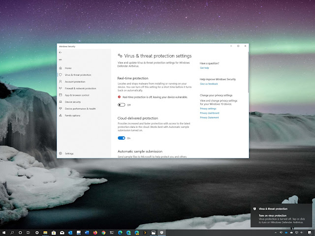 تم تعطيل Windows 10 مع Defender Antivirus