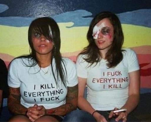 'I FUCK EVERYTHING I KILL' & 'I KILL EVERYTHING I FUCK' t-shirts   PYGOD.COM