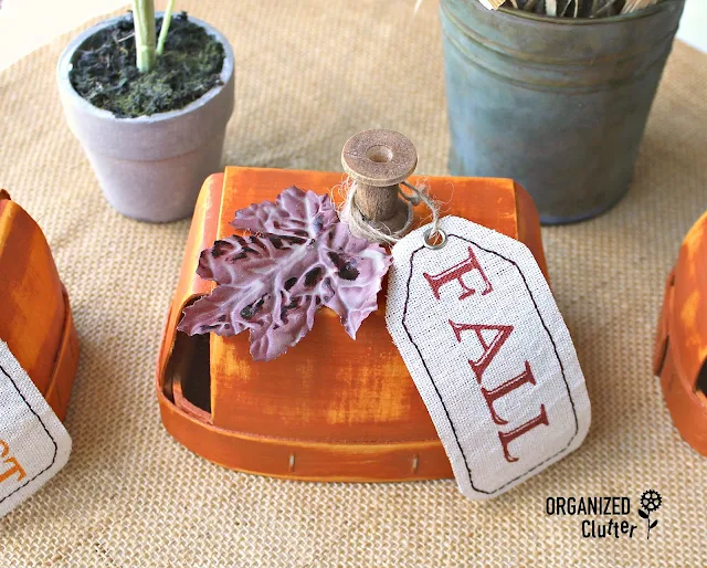 Craft Shop Wood Chip Baskets Repurposed As Fall Pumpkins